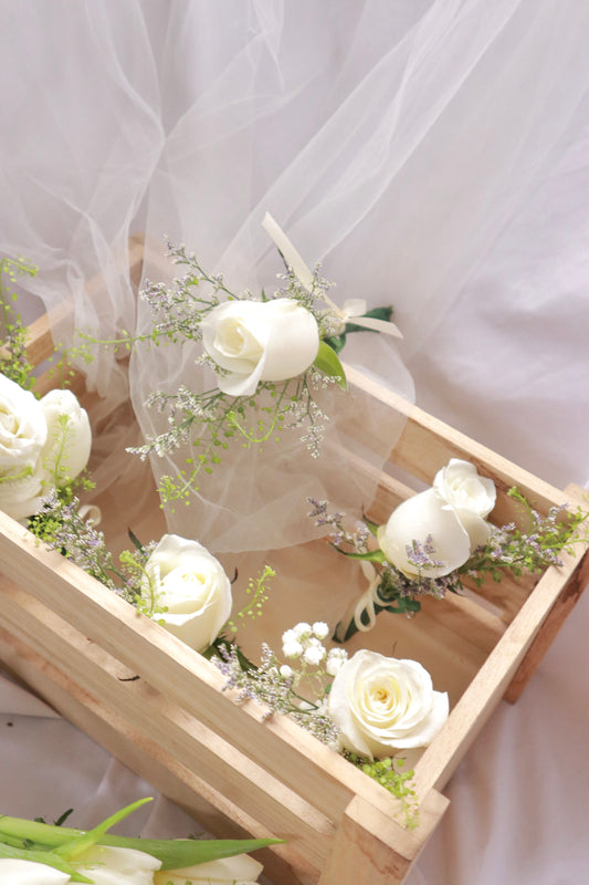 Hestia White rose Boutonniere