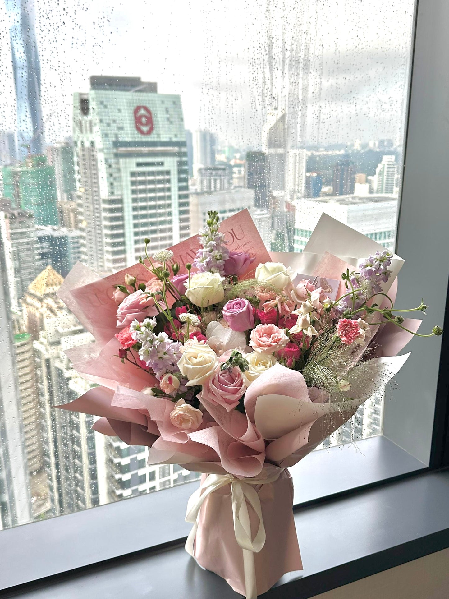 Whispers of Grace Pink Theme Flower Bouquet