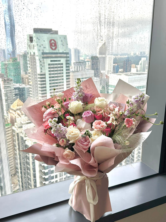 Whispers of Grace Pink Theme Flower Bouquet