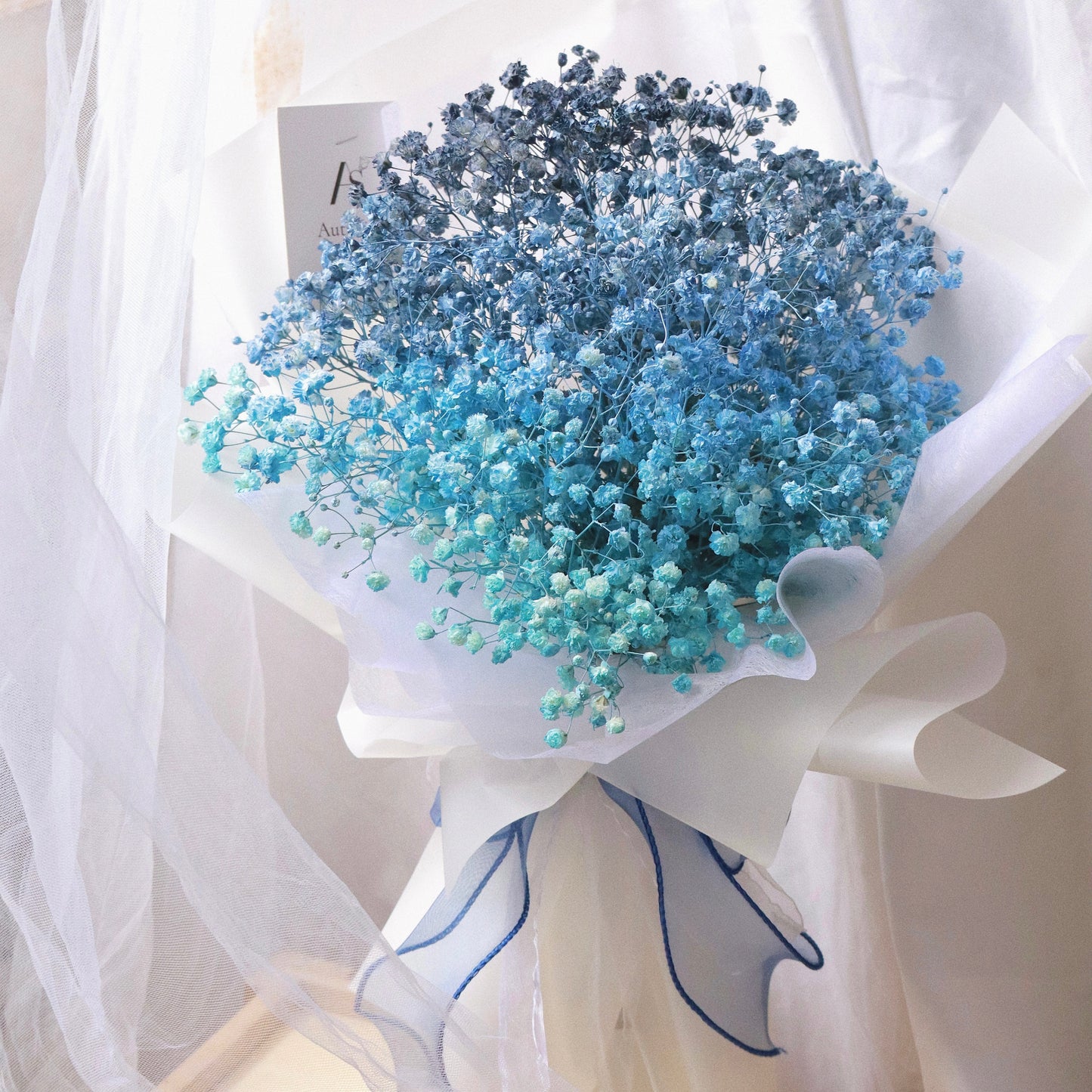 Cyan Blue Baby's Breath Bouquet