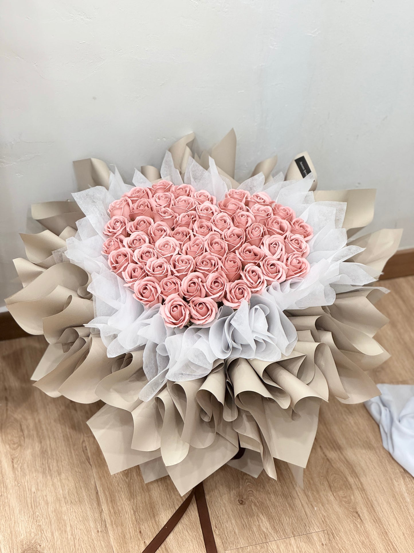 52 stalks coral pink soap flowers