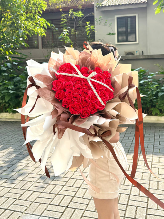 33 Fiery Roses Red Soap Flowers