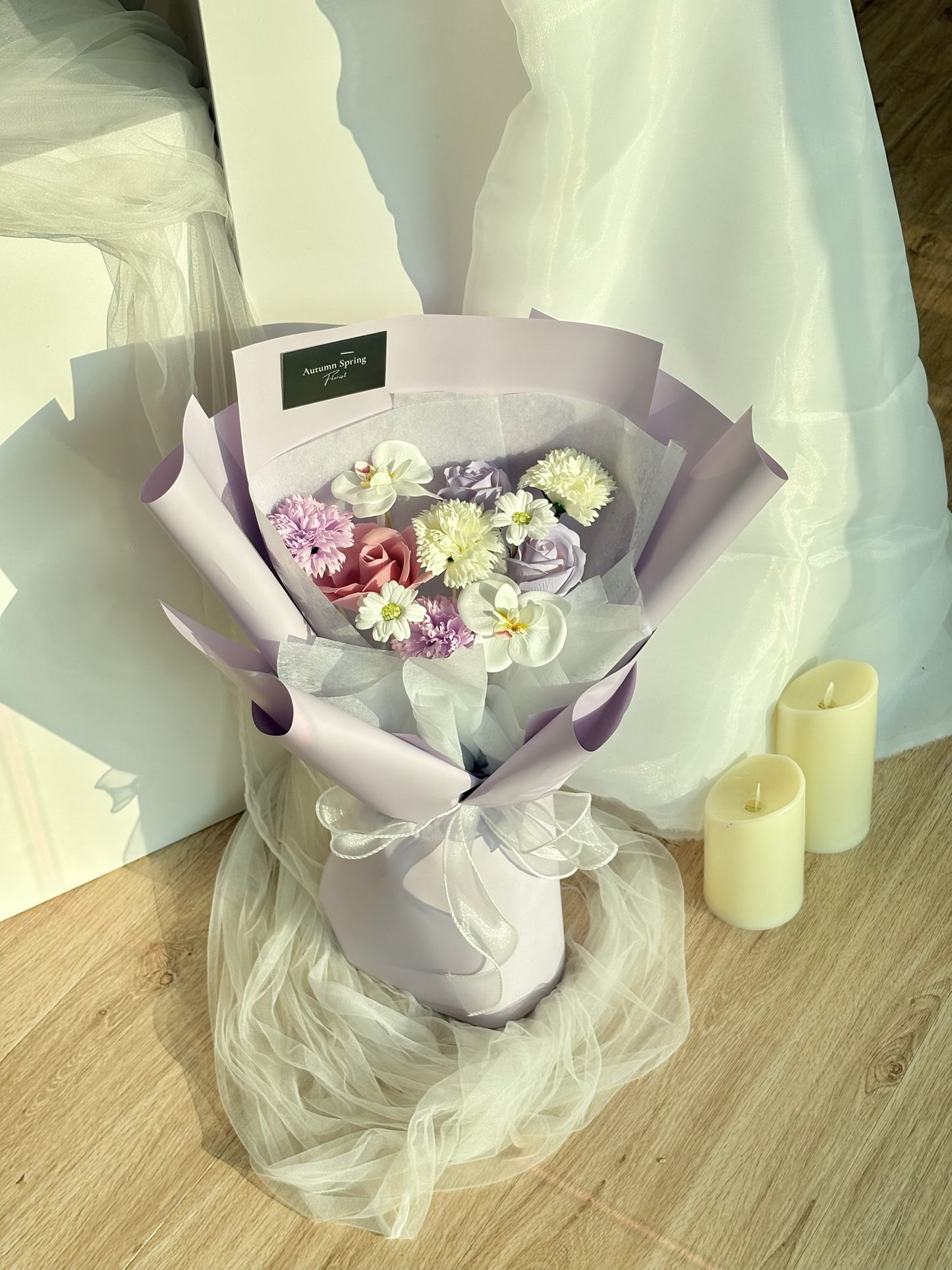 Heartfelt Blooms Purple theme soap flowers