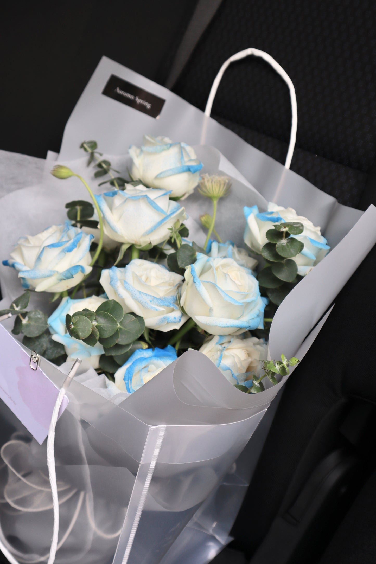 Lumiere Blue Sprayed Rose Bouquet