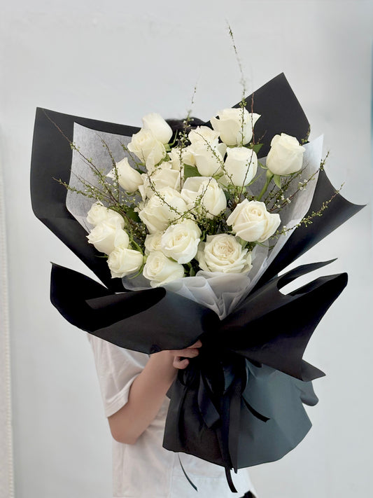 Silent Night Premium White Rose Bouquet