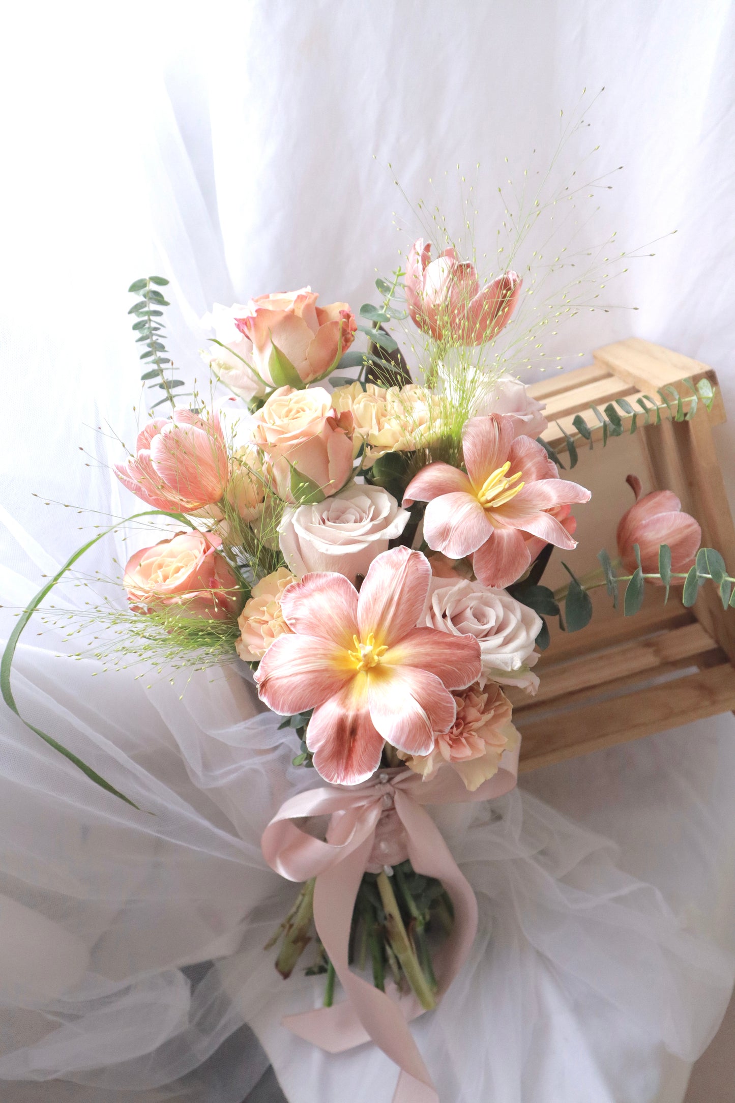 Featherington Brown Dyed Tulip Mixed Flower Bridal Bouquet