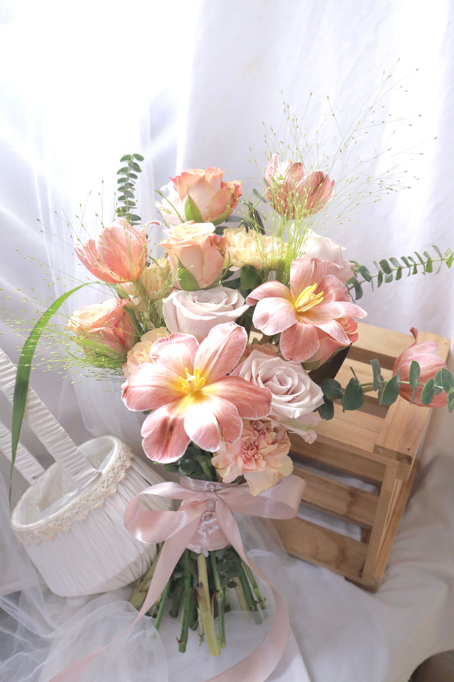 Featherington Brown Dyed Tulip Mixed Flower Bridal Bouquet