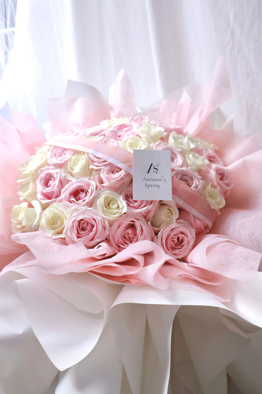 Dolce White and Pink Rose Bouquet