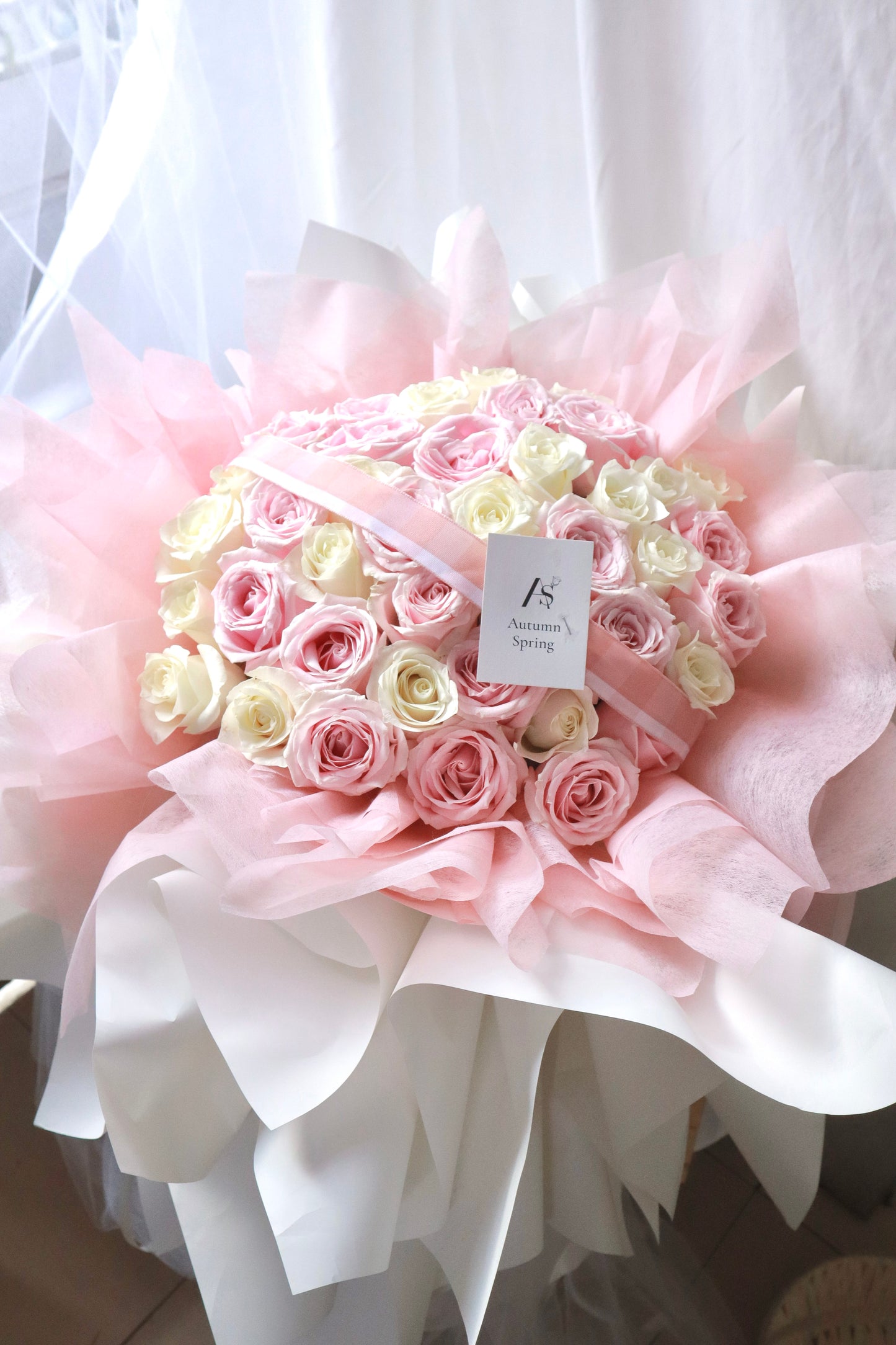 Dolce White and Pink Rose Bouquet