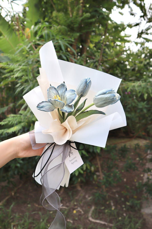 Iceberg Dyed Blue Tulip Bouquet