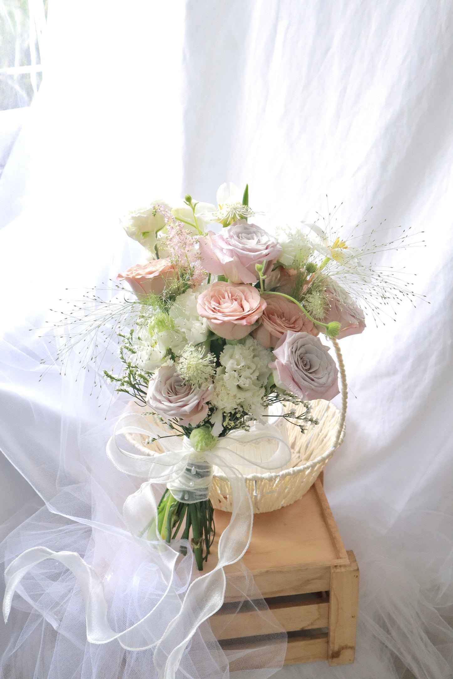 French Stye Garden Mixed Flower Bridal Bouquet