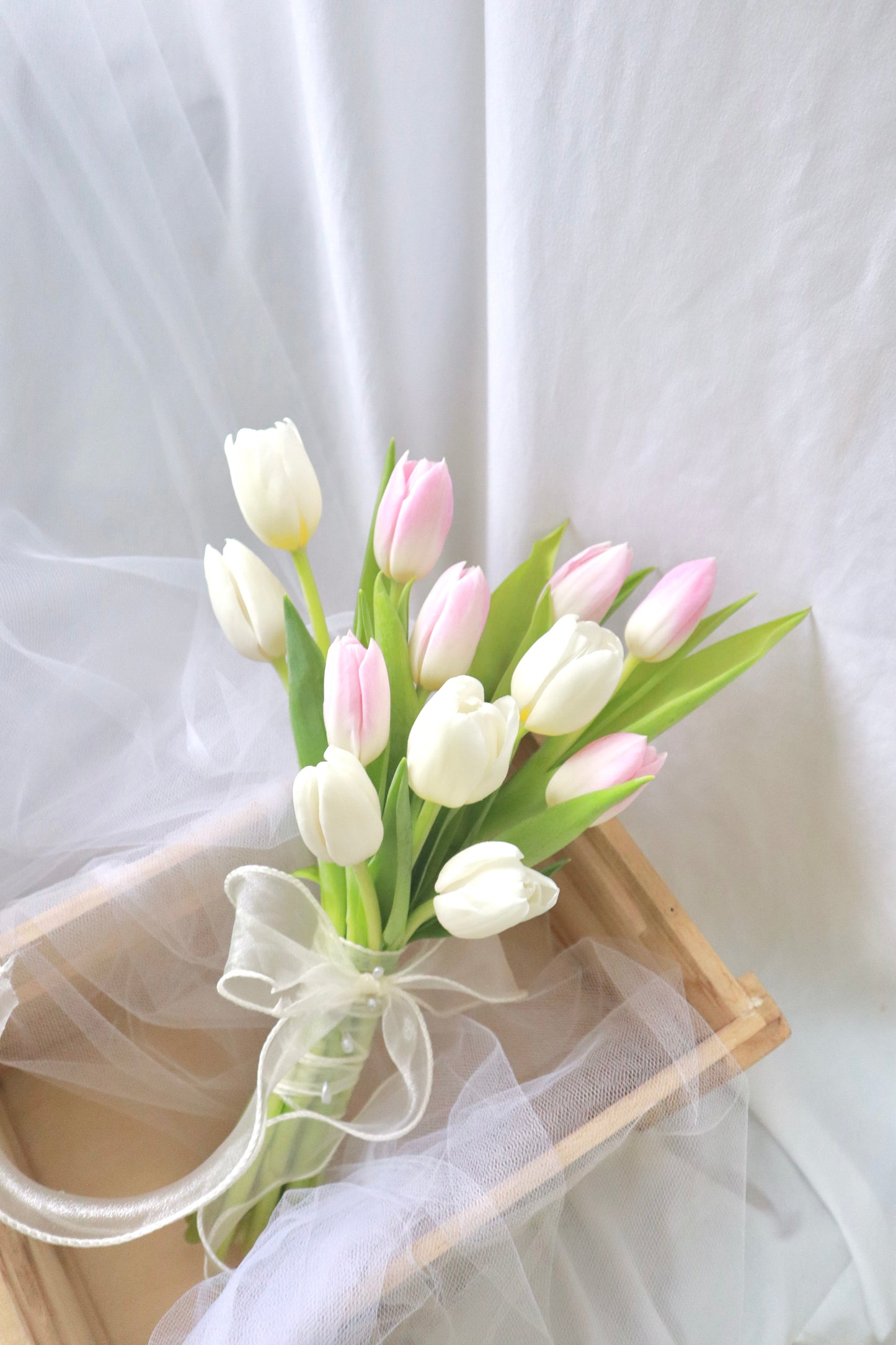 Madeline Pink & White Mix Tulip Bridal Bouquet