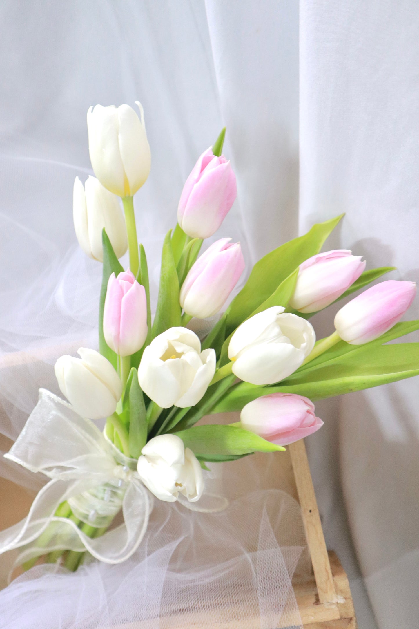 Madeline Pink & White Mix Tulip Bridal Bouquet