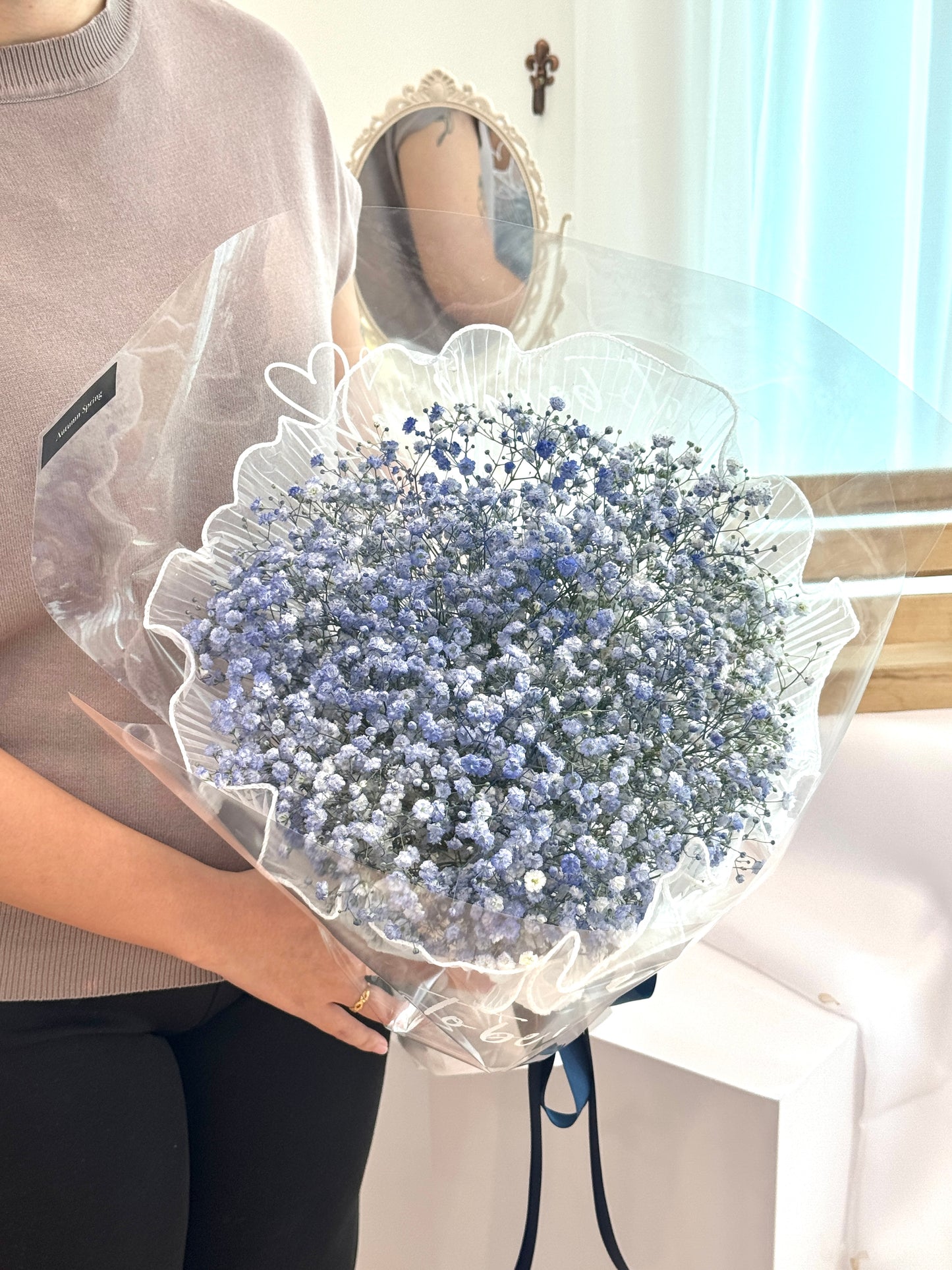 Pick me up Blue Babybreath Flower Bouquet