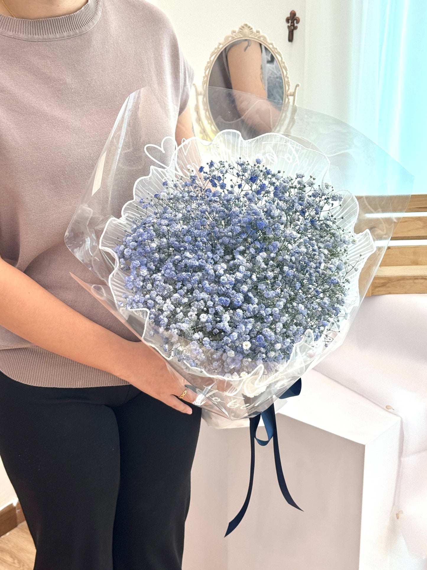 Pick me up Blue Babybreath Flower Bouquet