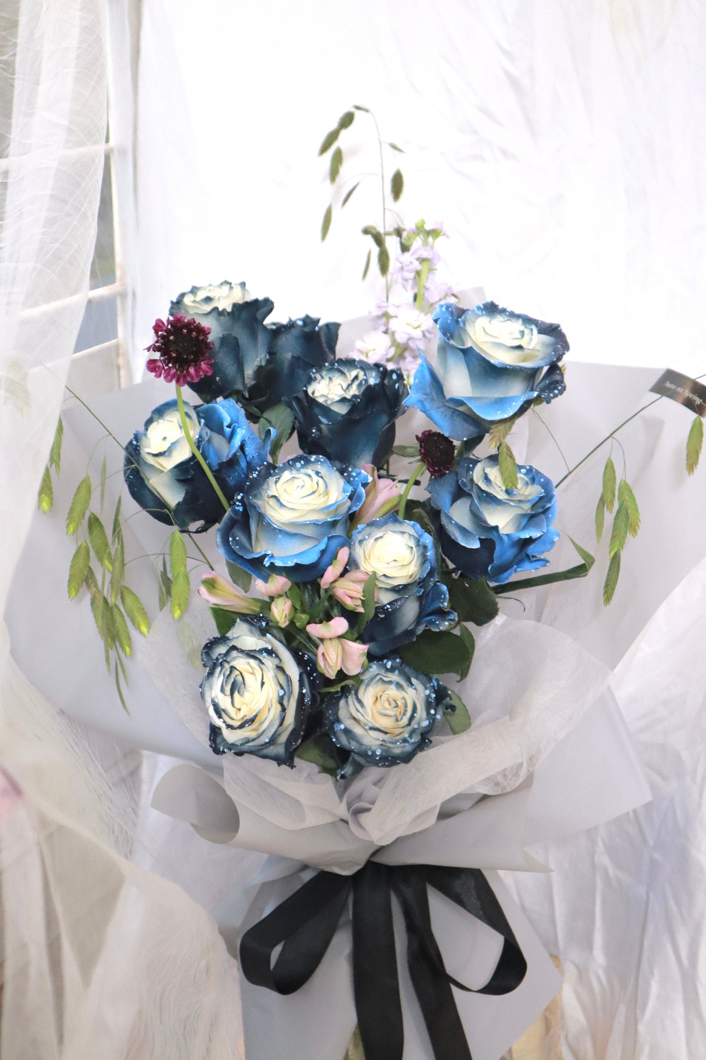 Starry Night Galaxy Blue Rose Bouquet