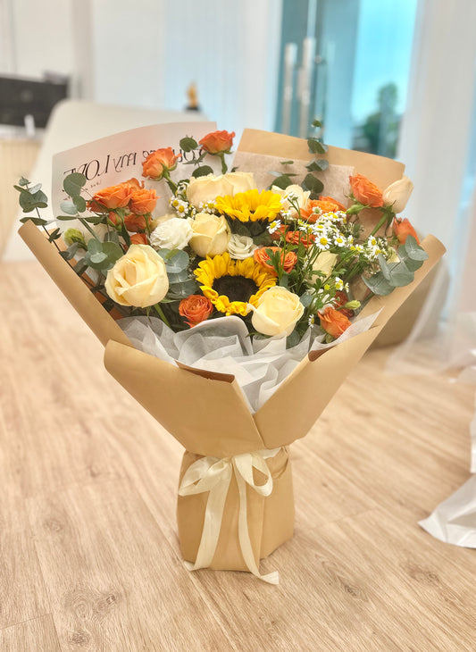 Burning Sunflower Mixed Flower Bouquet