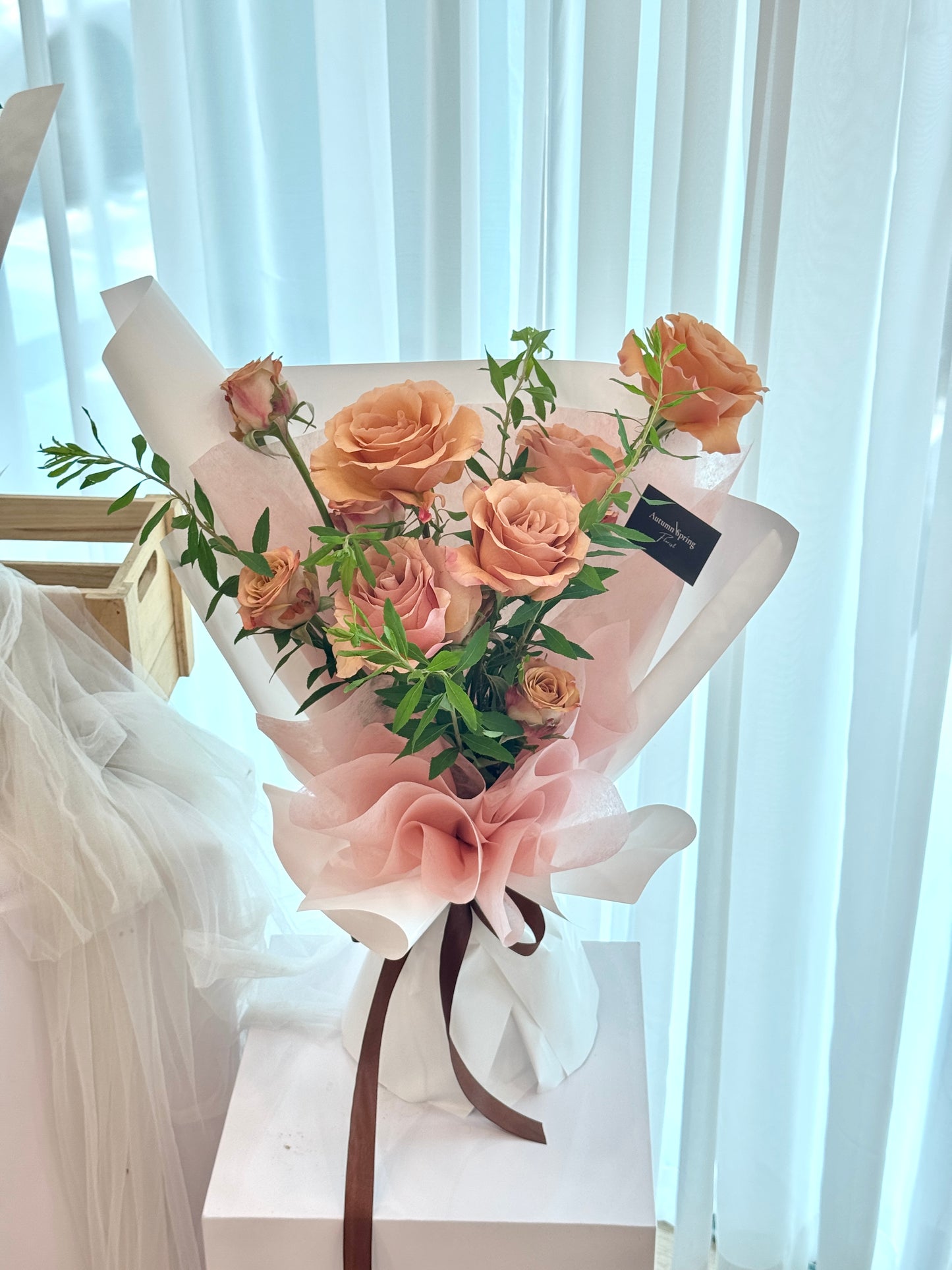 Blooming Bunch Quicksand Roses flower bouquet