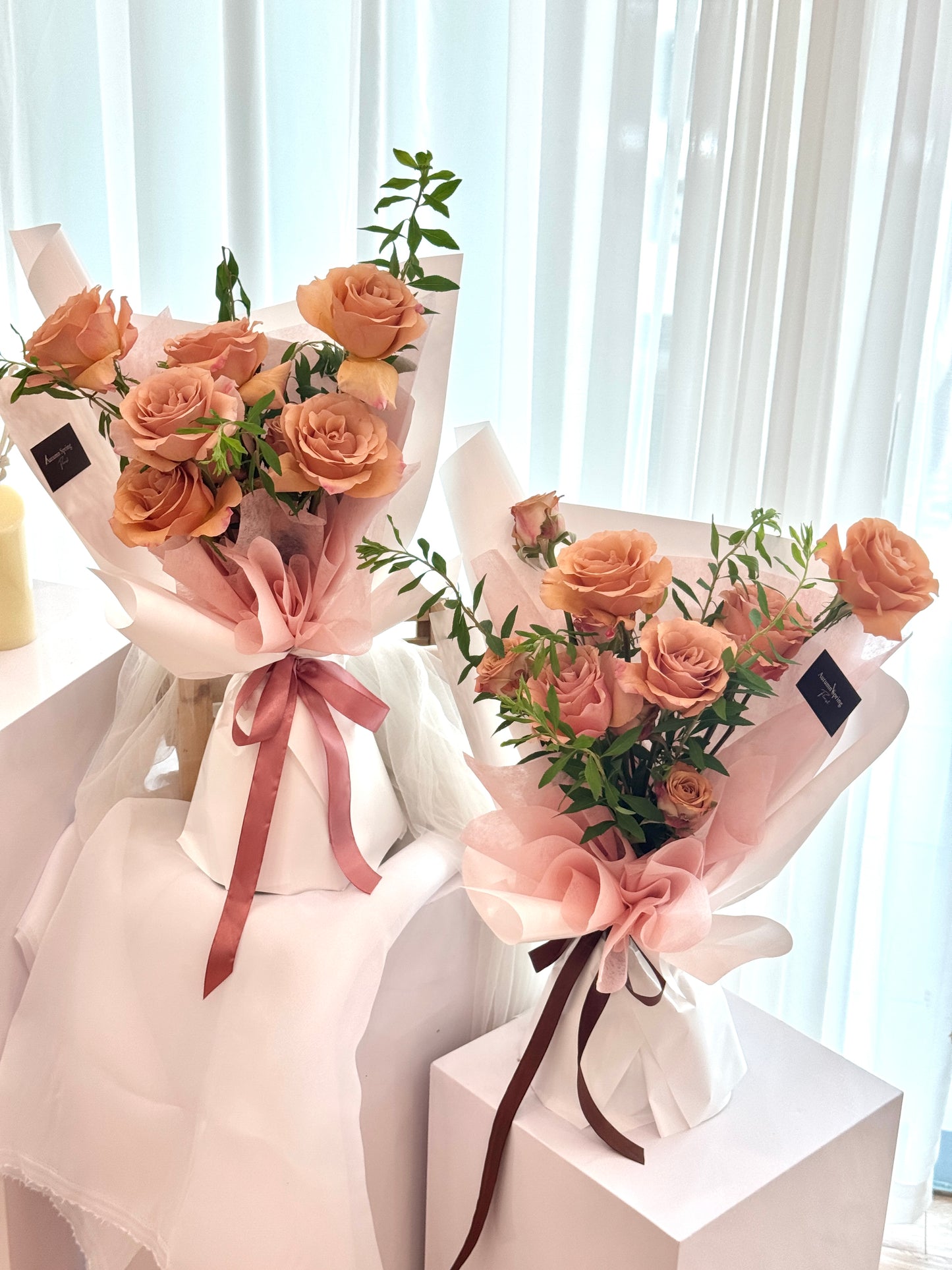 Blooming Bunch Quicksand Roses flower bouquet