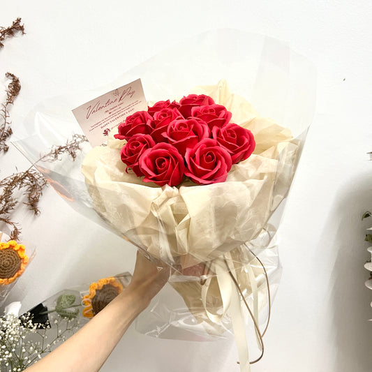 Crimson Red Soap Rose Bouquet
