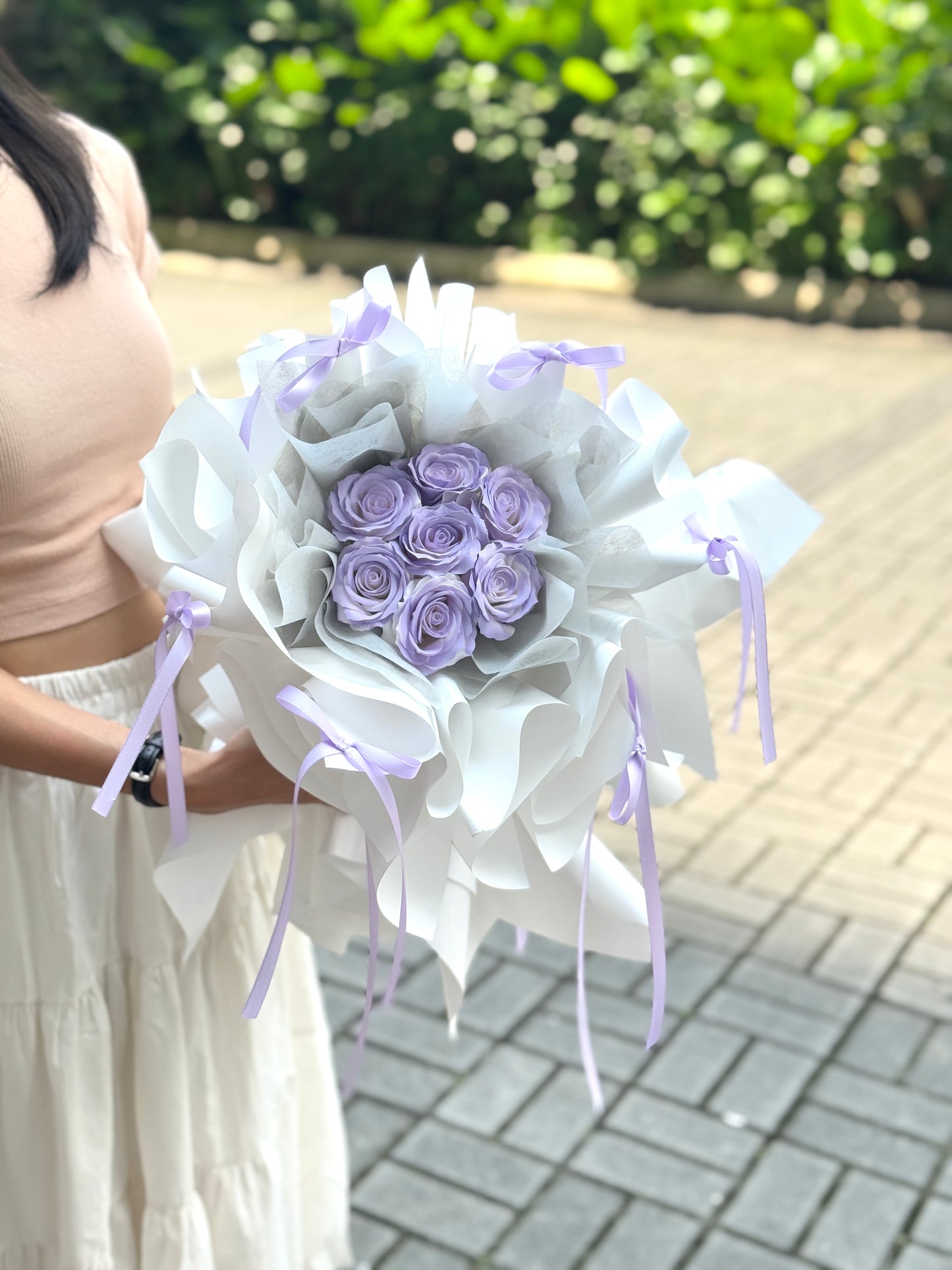 7 stalks mini purple theme soap flower