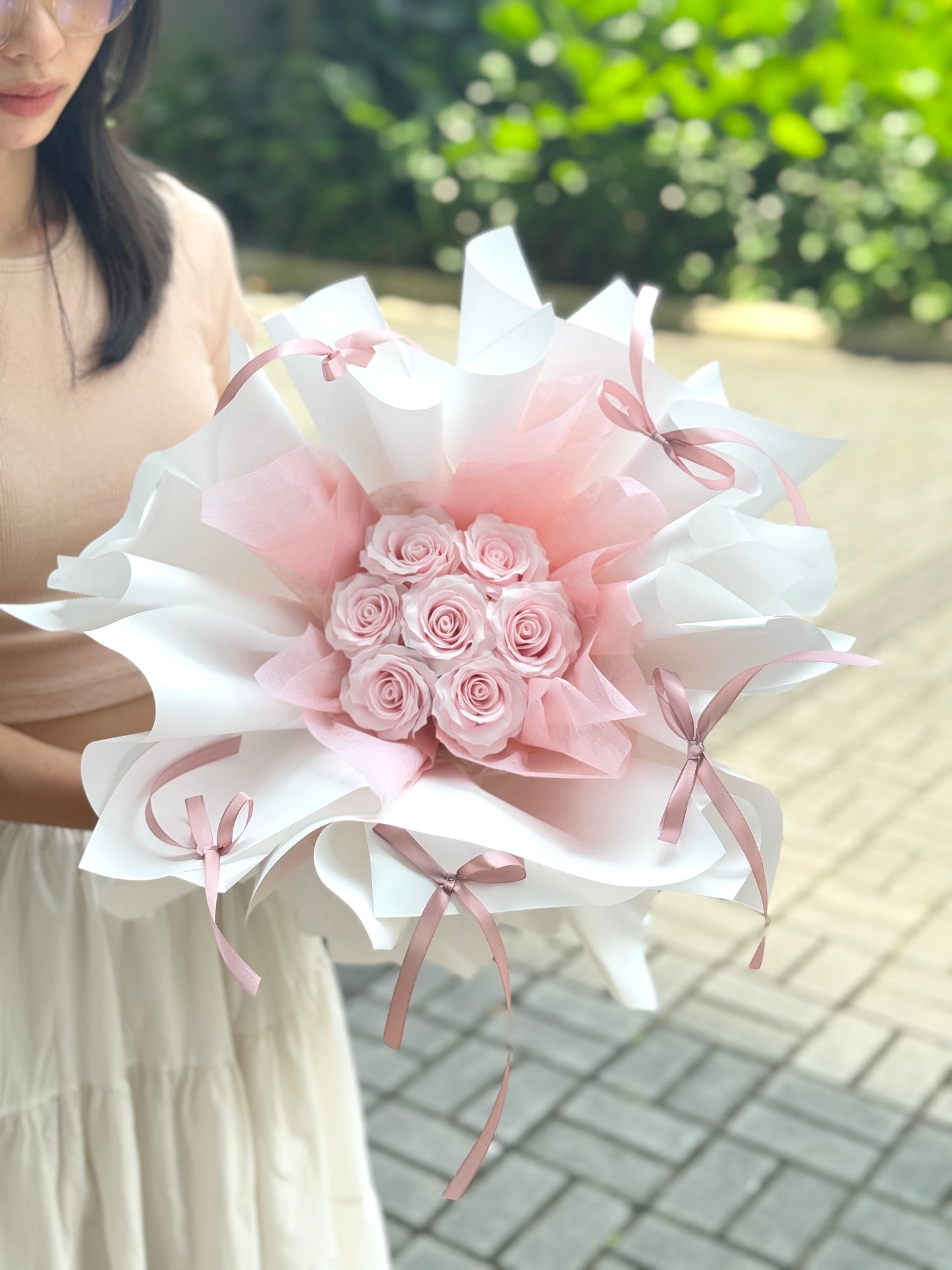 7 stalks mini pink theme soap flower