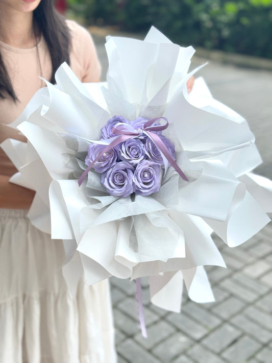7 stalks mini purple theme soap flower