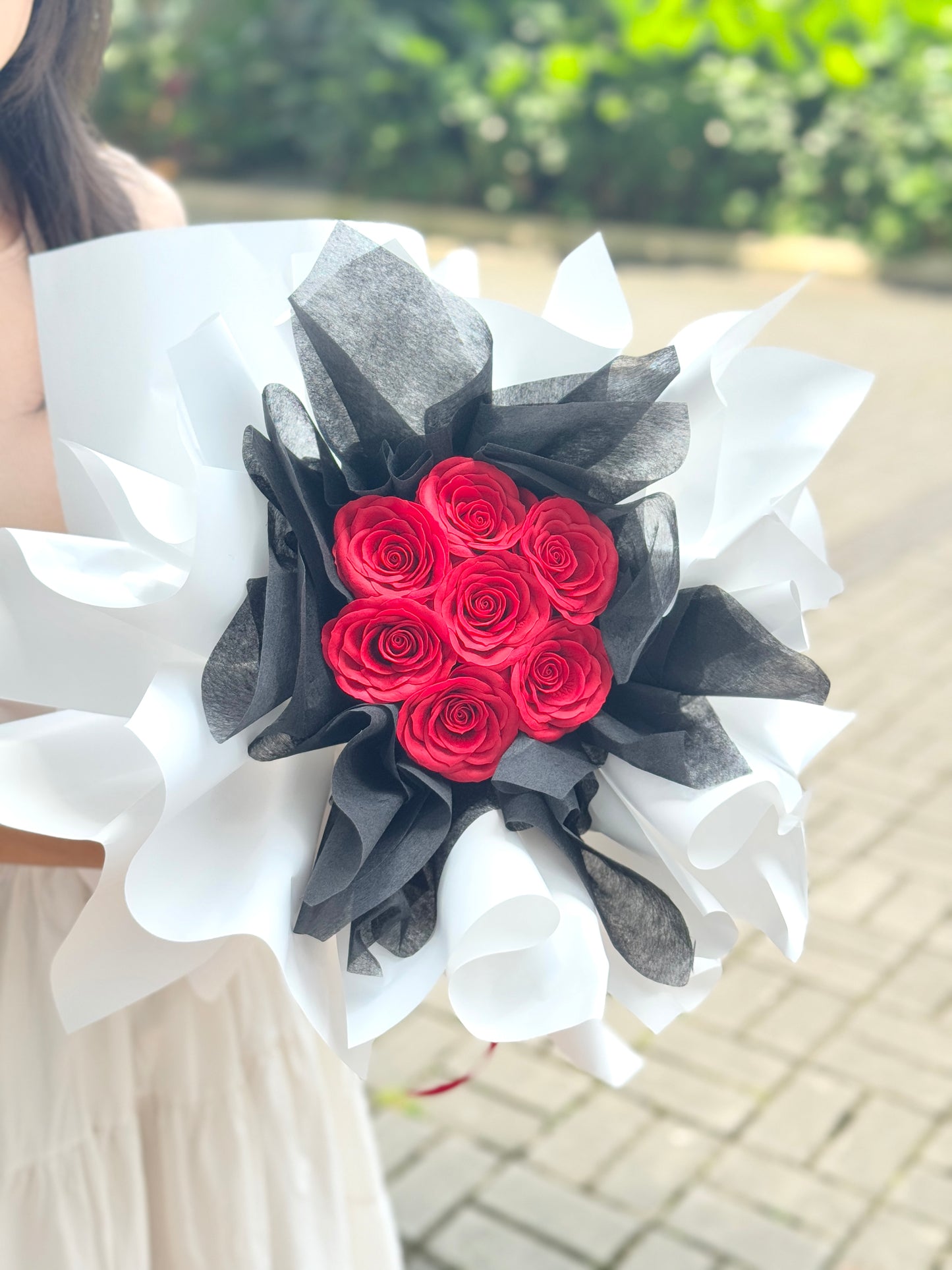 7 stalks mini red soap flower