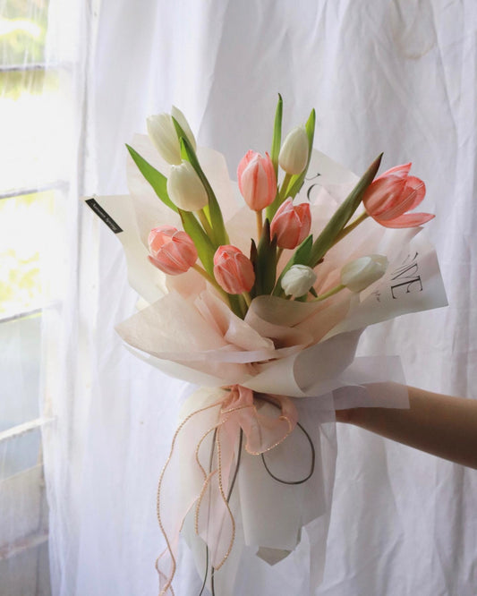 Grace Pink White Tulip Bouquet