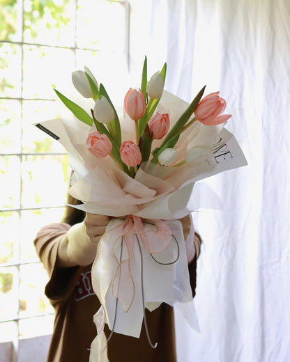 Grace Pink White Tulip Bouquet