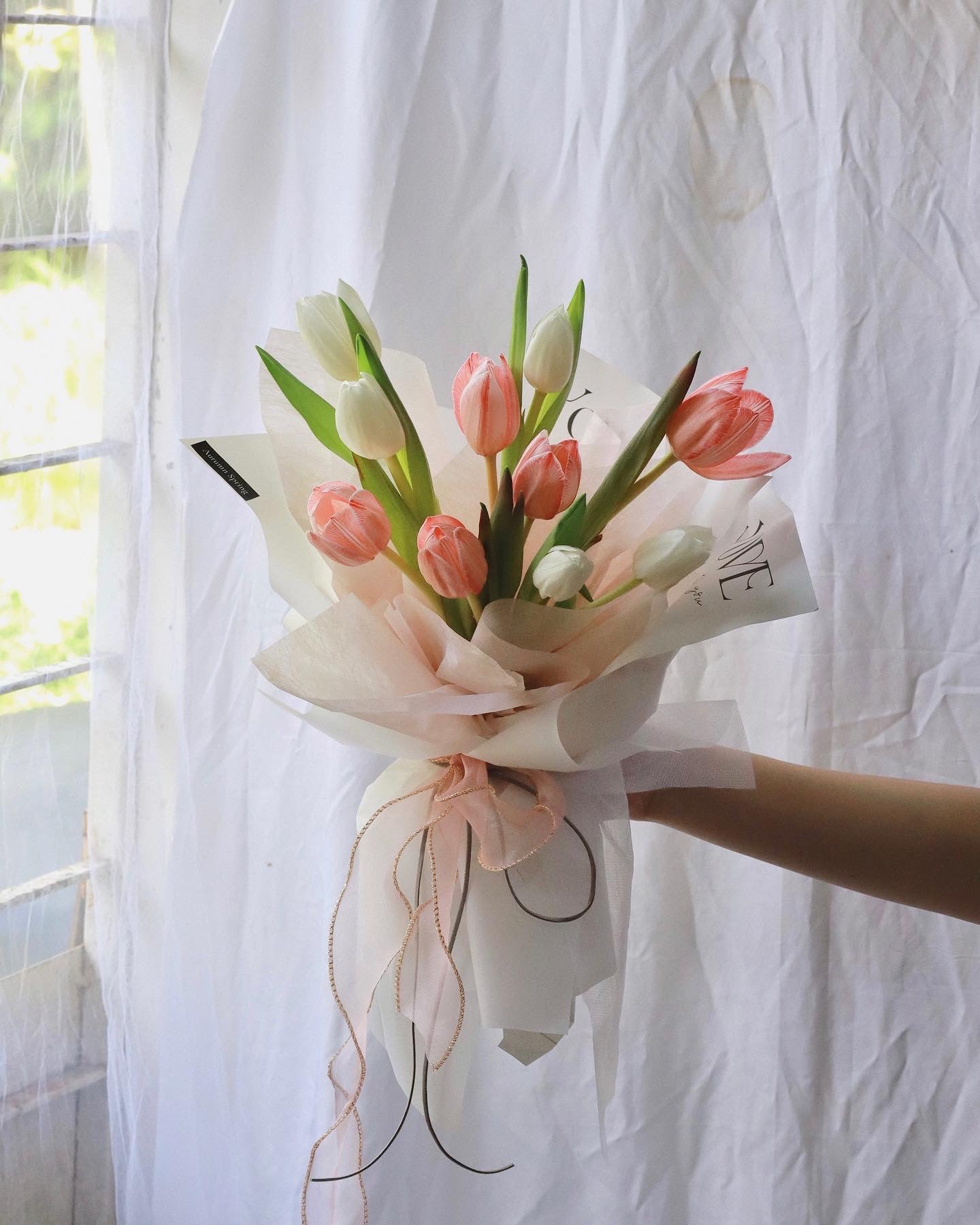 Grace Pink White Tulip Bouquet