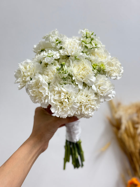 Millicent White Carnation Bridal Bouquet