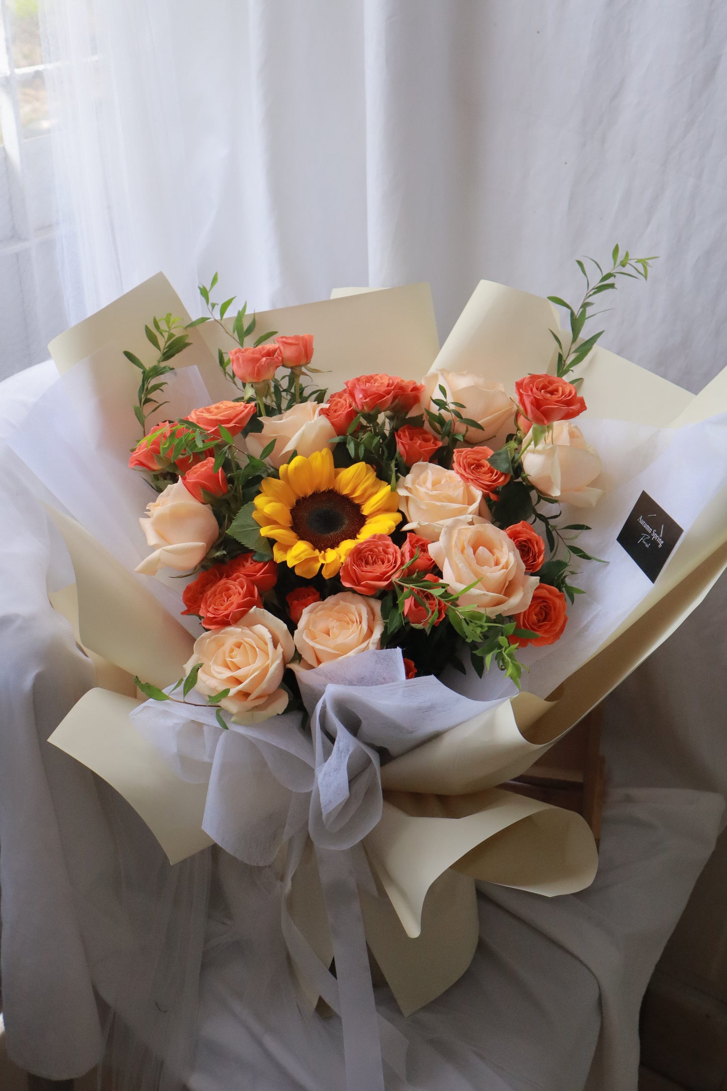 Marigold Sunflower Mixed Rose Bouquet