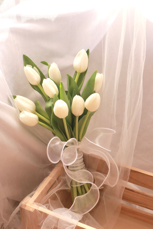 Pearl White Tulip Bridal Bouquet