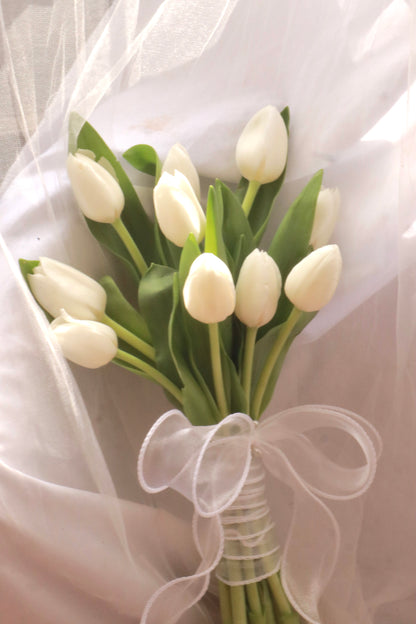 Pearl White Tulip Bridal Bouquet