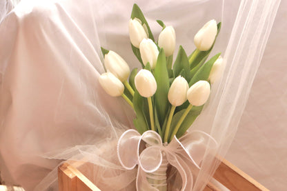 Pearl White Tulip Bridal Bouquet