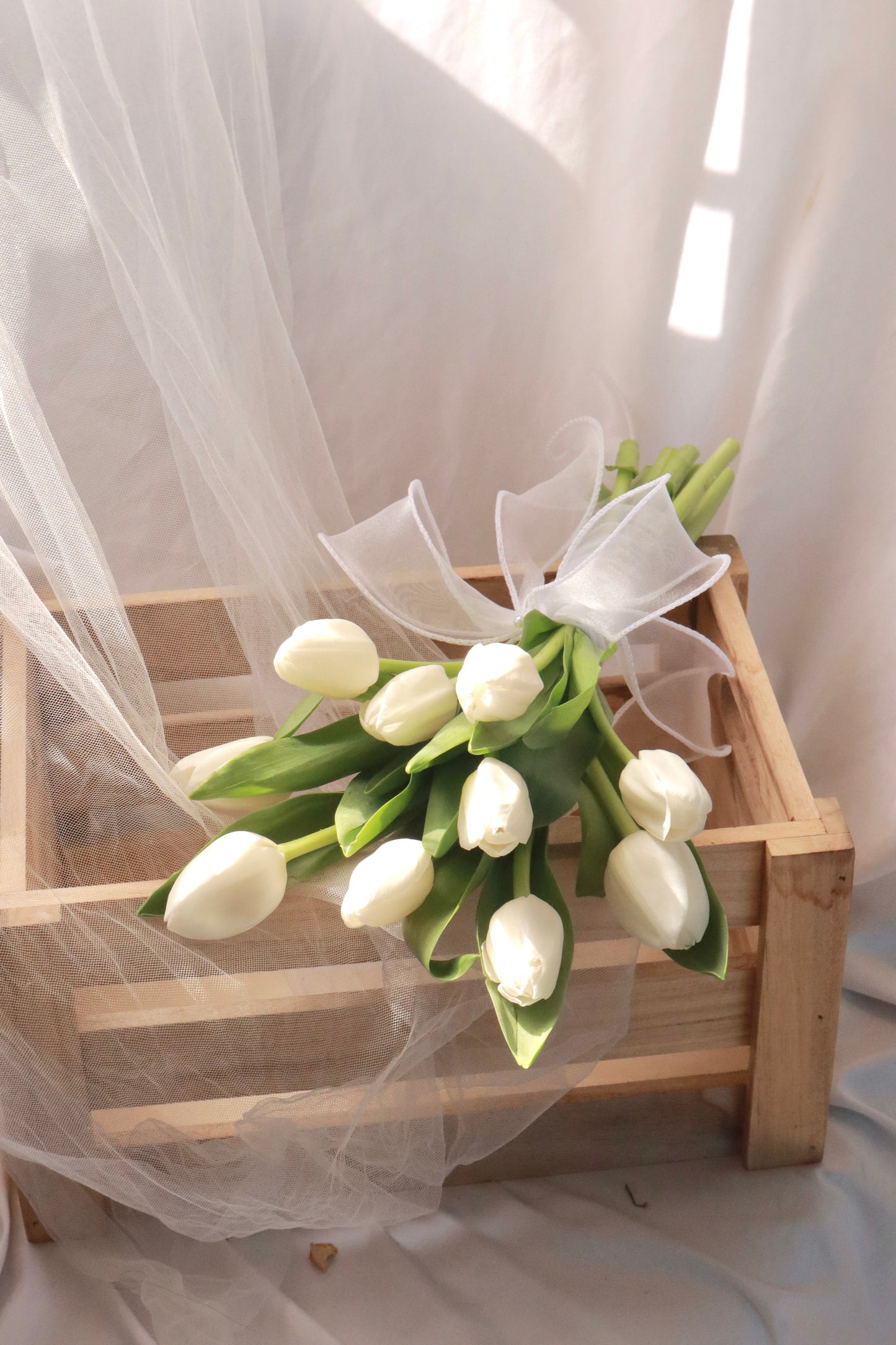 Pearl White Tulip Bridal Bouquet