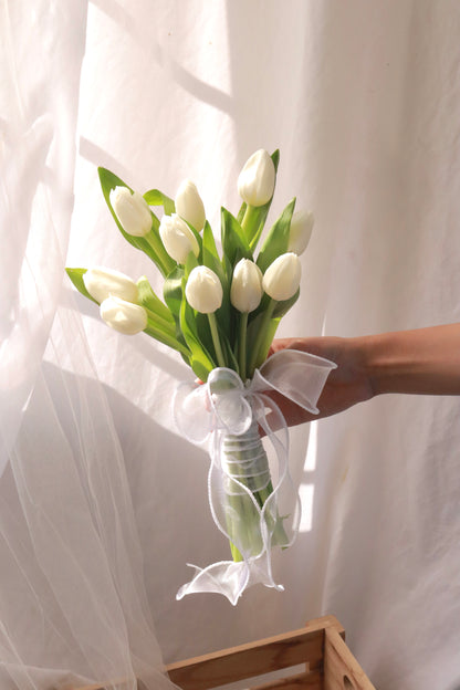 Pearl White Tulip Bridal Bouquet