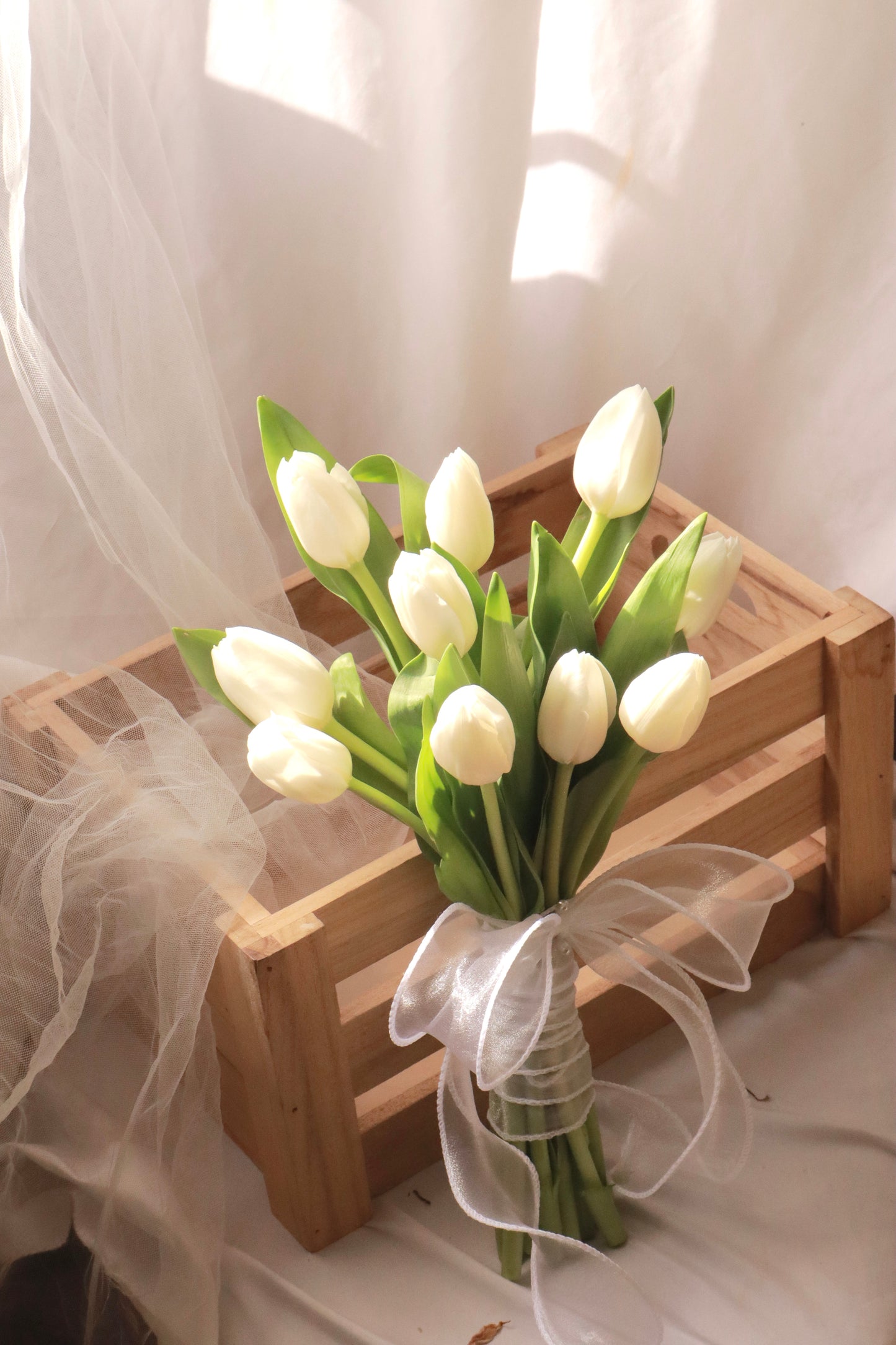 Pearl White Tulip Bridal Bouquet