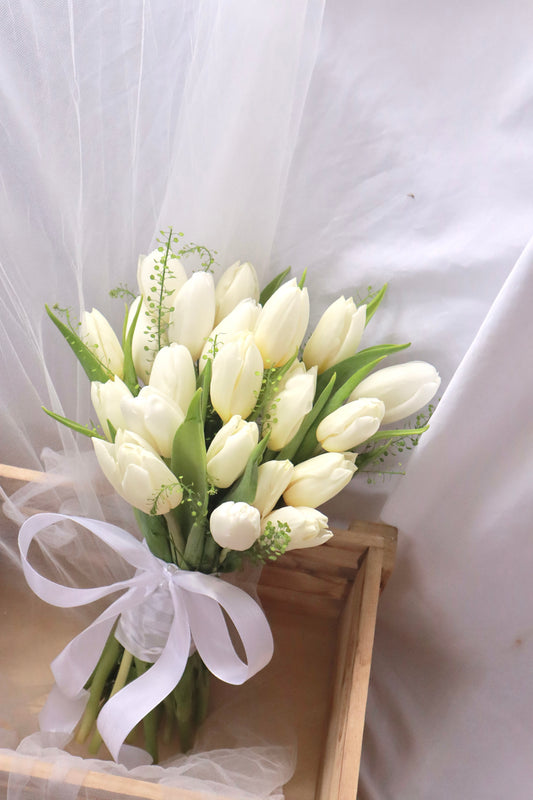 White Tulip Bridal Bouquet