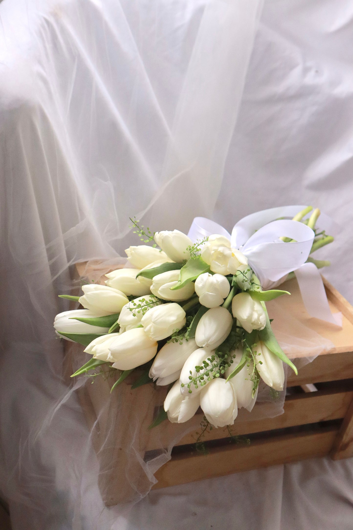 White Tulip Bridal Bouquet