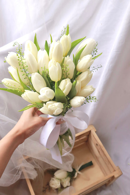 White Tulip Bridal Bouquet