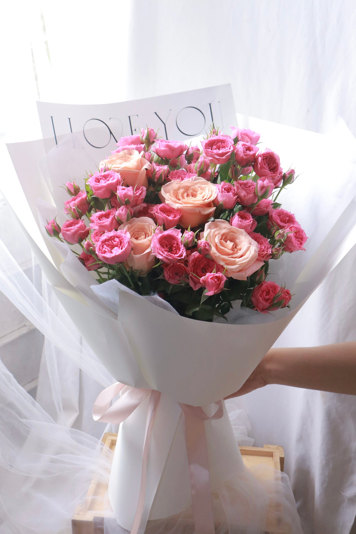 Lady Danbury Shocking Pink Rosespray Mix Bouquet