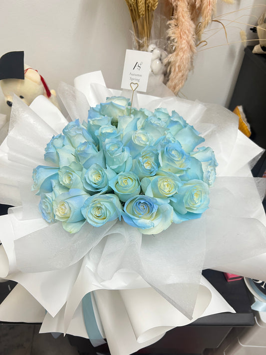 33 Icy Blue Rose Bouquet