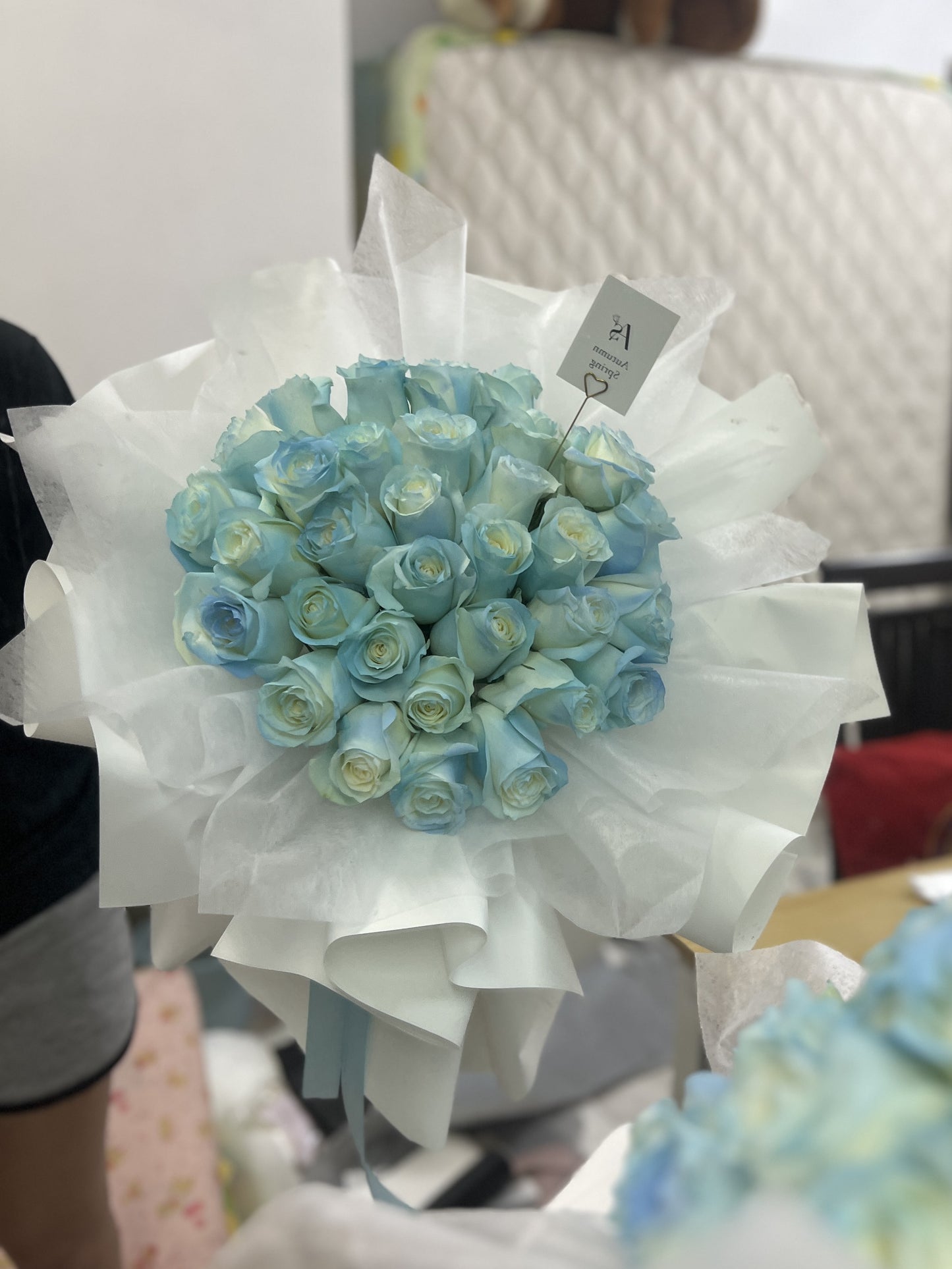 33 Icy Blue Rose Bouquet