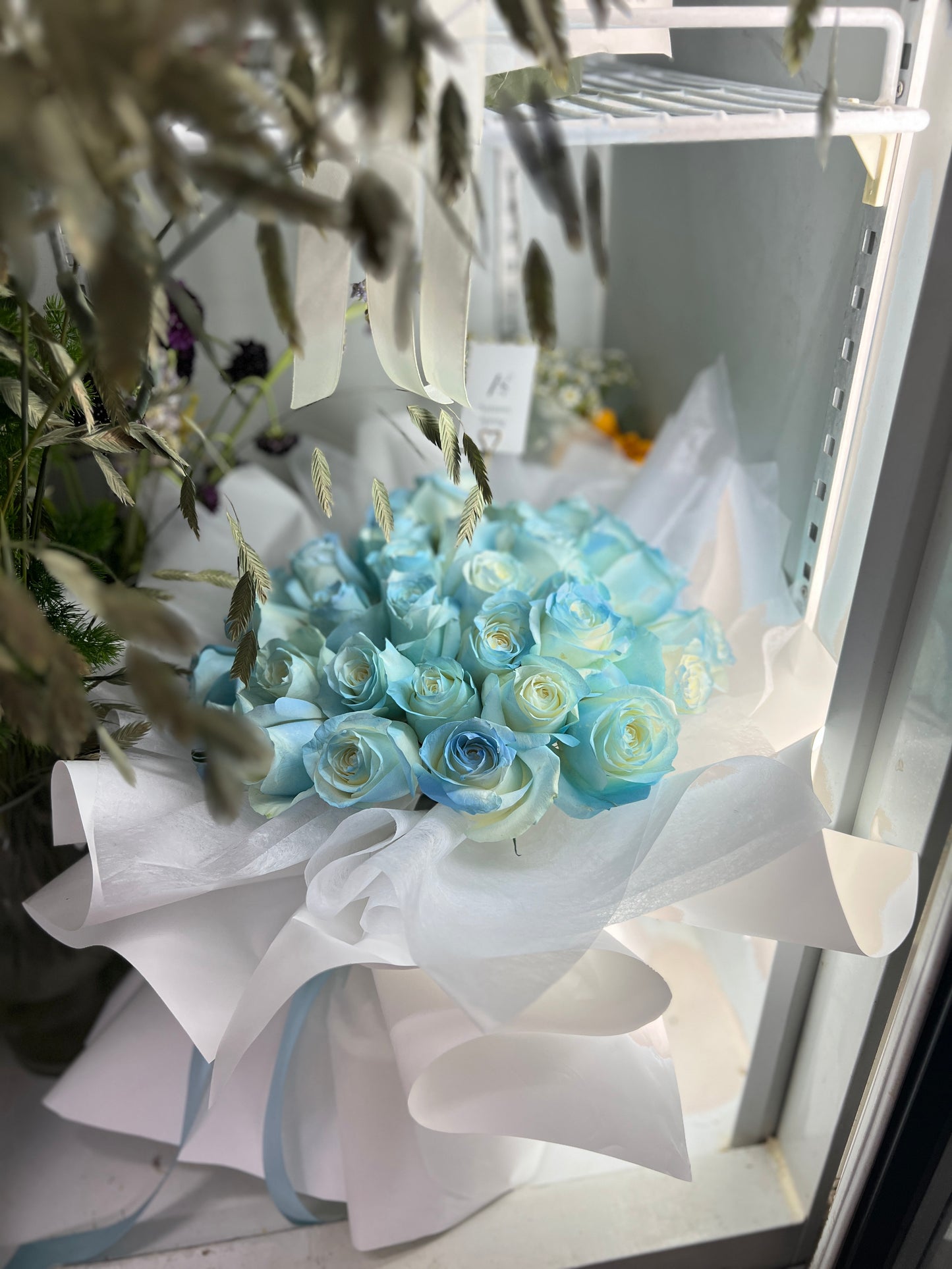 33 Icy Blue Rose Bouquet