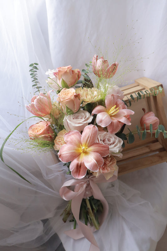 Featherington Brown Dyed Tulip Mixed Flower Bridal Bouquet