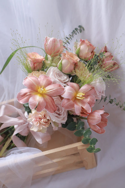 Featherington Brown Dyed Tulip Mixed Flower Bridal Bouquet