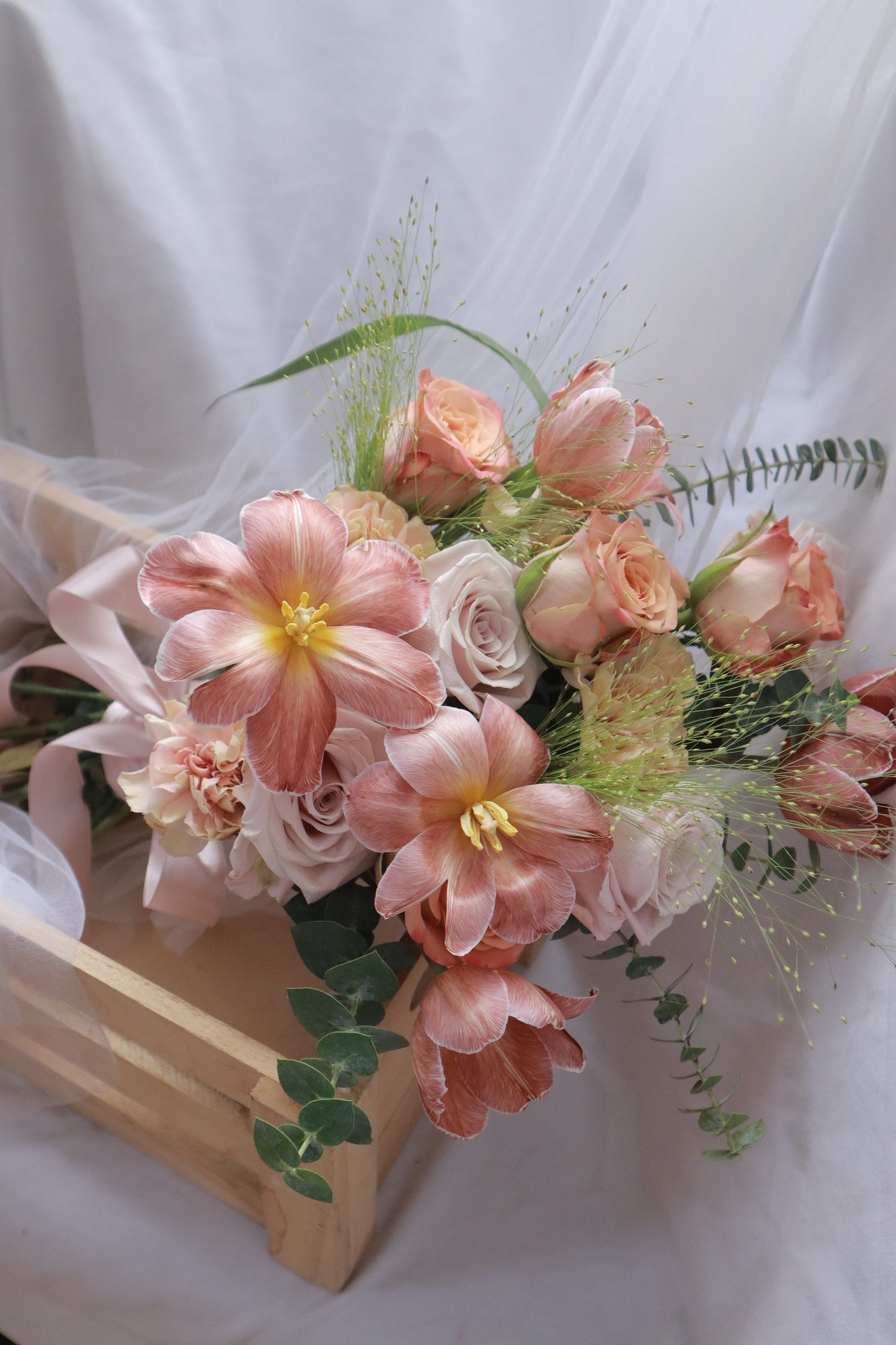 Featherington Brown Dyed Tulip Mixed Flower Bridal Bouquet