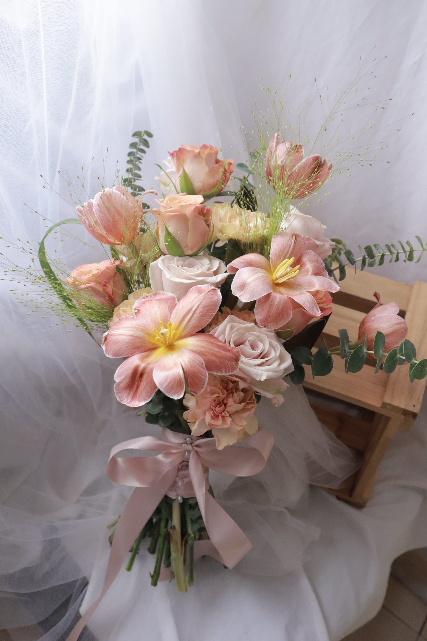 Featherington Brown Dyed Tulip Mixed Flower Bridal Bouquet